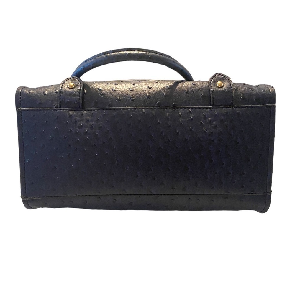 Blue Ostrich Pebbled Faux Leather Shoulder Bag with Gold Hardware - Picture 6 of 10